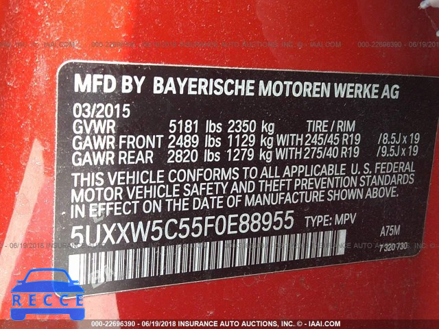 2015 BMW X4 XDRIVE35I 5UXXW5C55F0E88955 зображення 8