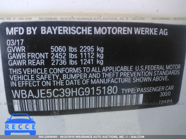2017 BMW 540 I WBAJE5C39HG915180 зображення 8