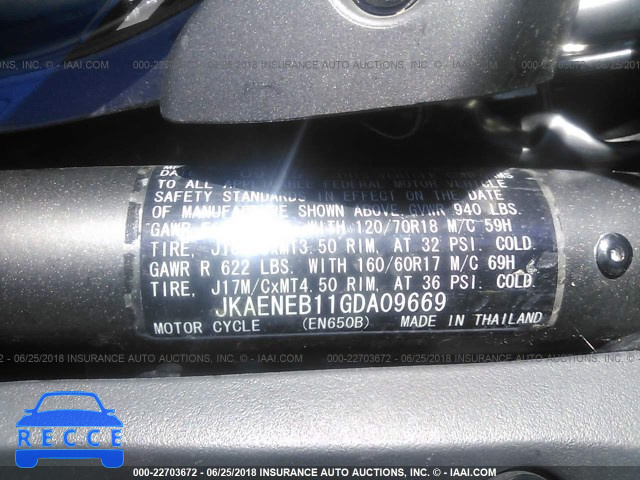 2016 KAWASAKI EN650 B JKAENEB11GDA09669 зображення 9