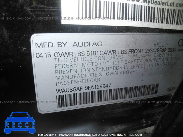 2015 AUDI S4 PREMIUM PLUS WAUBGAFL9FA129947 image 8