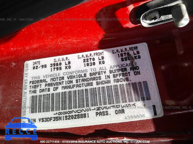 1995 SAAB 900 SE TURBO YS3DF35N1S2028881 image 8