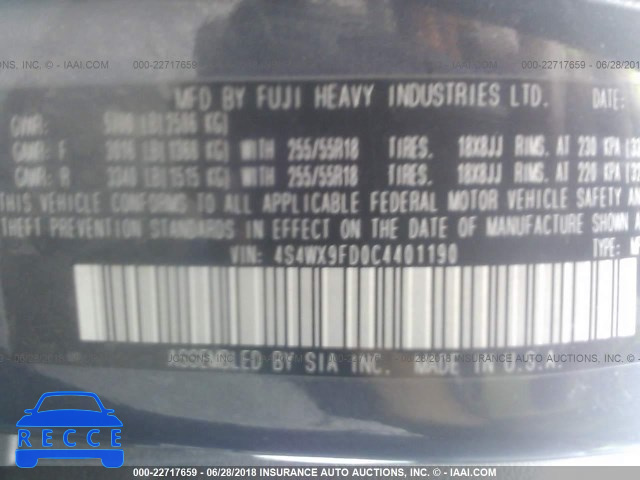 2012 SUBARU TRIBECA PREMIUM 4S4WX9FD0C4401190 image 8