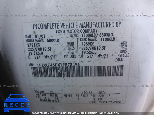 2001 FORD F450 SUPER DUTY 1FDXF46FX1EB78496 image 9