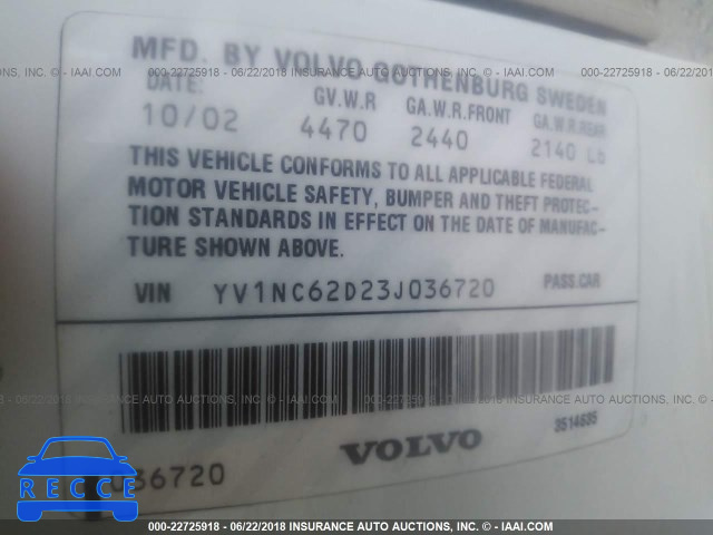 2003 VOLVO C70 HPT YV1NC62D23J036720 image 8