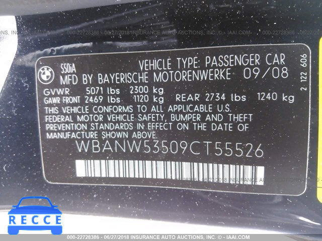 2009 BMW 550 I WBANW53509CT55526 image 8