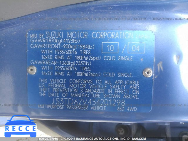 2005 SUZUKI GRAND VITARA LX/EX JS3TD62V454201298 image 8