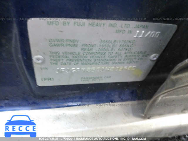 2001 SUBARU IMPREZA OUTBACK SPORT JF1GF48501H803985 image 8