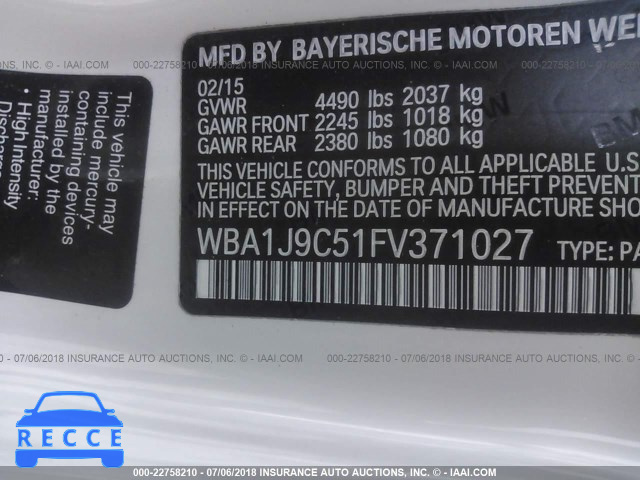 2015 BMW M235XI WBA1J9C51FV371027 зображення 8
