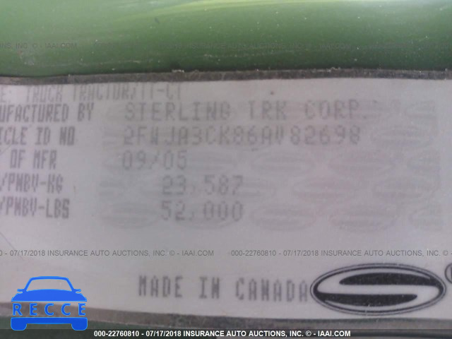 2006 STERLING TRUCK AT 9500 2FWJA3CK86AV82698 зображення 9