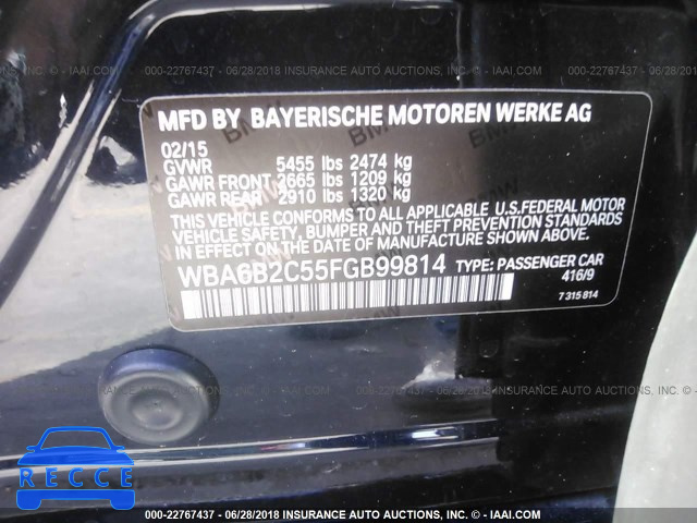 2015 BMW 650 I/GRAN COUPE WBA6B2C55FGB99814 зображення 8