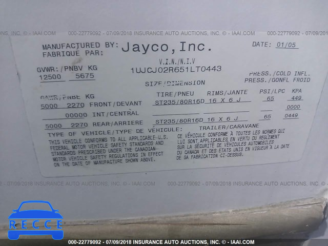 2005 JAYCO EAGLE 1UJCJ02R651LT0443 зображення 8