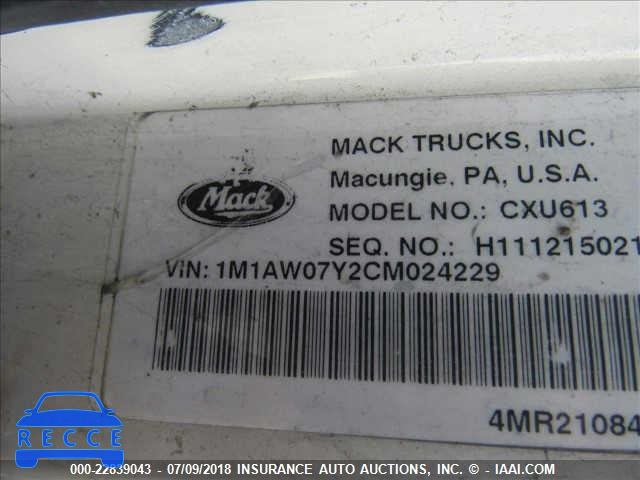 2012 MACK CXU613 CXU600 1M1AW07Y2CM024229 зображення 7