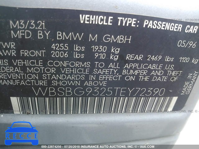 1996 BMW M3 WBSBG9325TEY72390 зображення 8