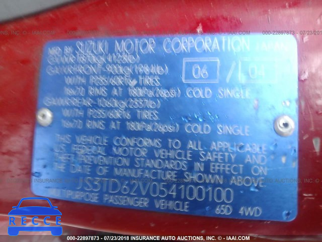 2005 SUZUKI GRAND VITARA LX/EX JS3TD62V054100100 image 8