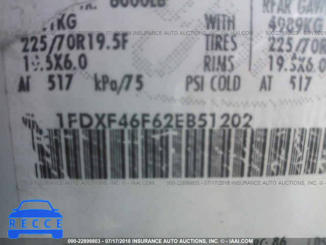 2002 FORD F450 SUPER DUTY 1FDXF46F62EB51202 image 9