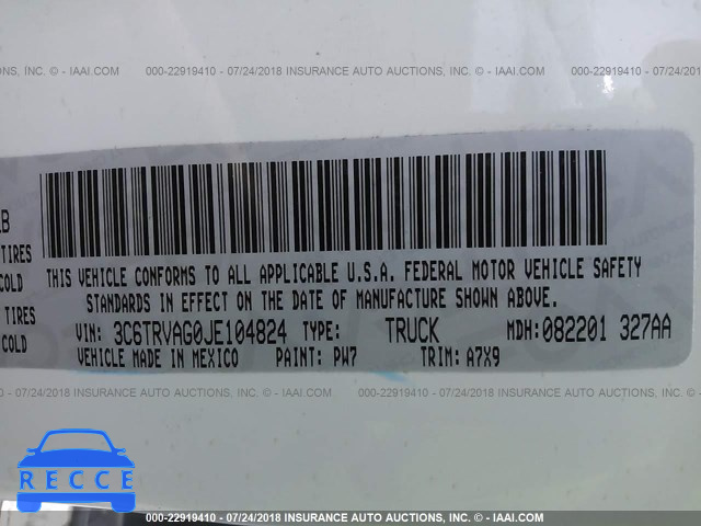 2018 RAM PROMASTER 1500 1500 STANDARD 3C6TRVAG0JE104824 image 8