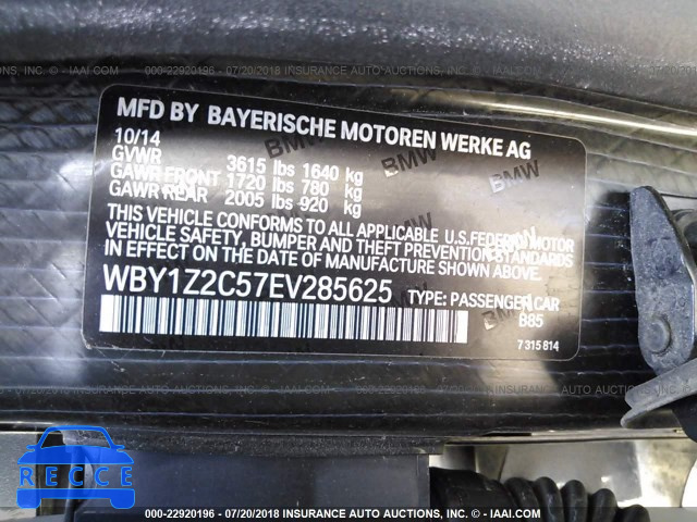 2014 BMW I3 BEV WBY1Z2C57EV285625 image 8