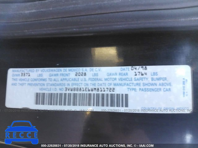 1998 VOLKSWAGEN CABRIO GLS 3VWBB81E6WM811722 image 8