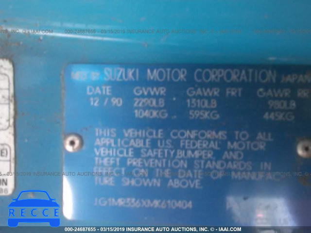 1991 GEO METRO LSI/SPRINT/CL JG1MR336XMK610404 image 8