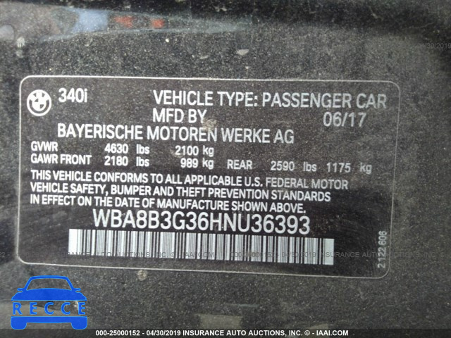 2017 BMW 340 I WBA8B3G36HNU36393 image 8