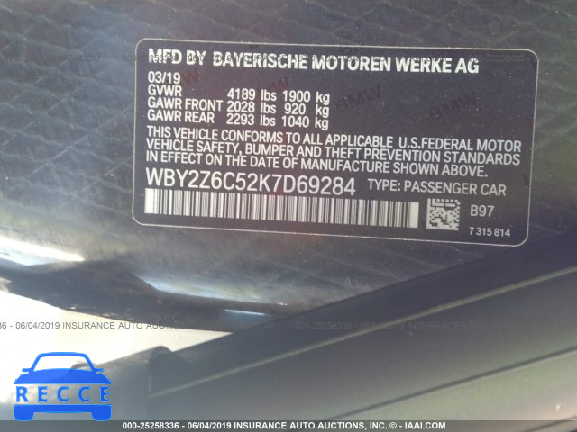 2019 BMW I8 WBY2Z6C52K7D69284 image 7