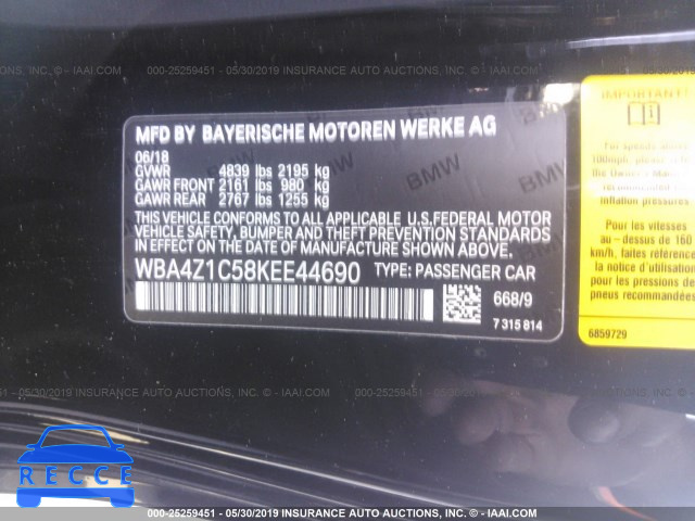 2019 BMW 430I WBA4Z1C58KEE44690 image 6