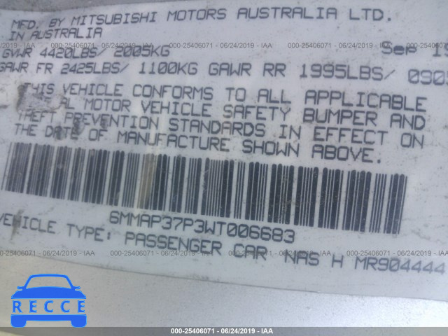 1998 MITSUBISHI DIAMANTE ES 6MMAP37P3WT006683 image 8