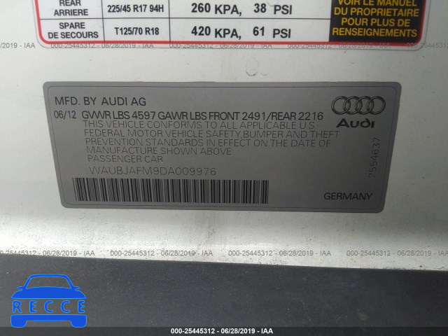 2013 AUDI A3 PREMIUM WAUBJAFM9DA009976 image 8