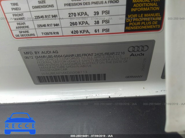 2013 AUDI A3 PREMIUM WAUBEAFMXDA008713 image 8