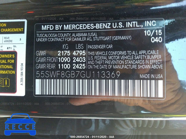 2016 MERCEDES-BENZ C-CLASS 55SWF8GB7GU113369 image 8