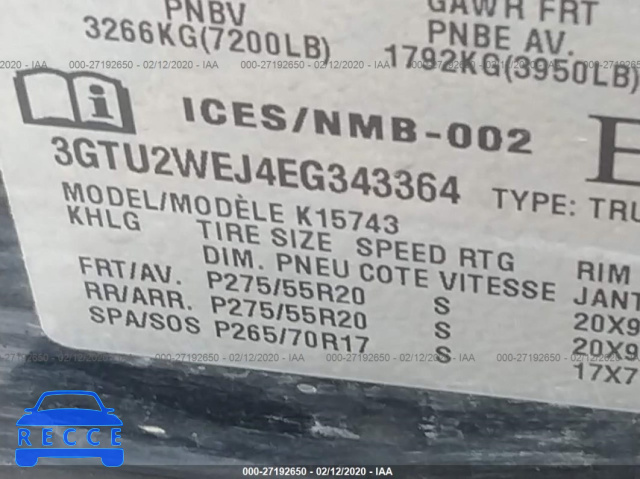 2014 GMC SIERRA 1500 K1500 DENALI 3GTU2WEJ4EG343364 Bild 8