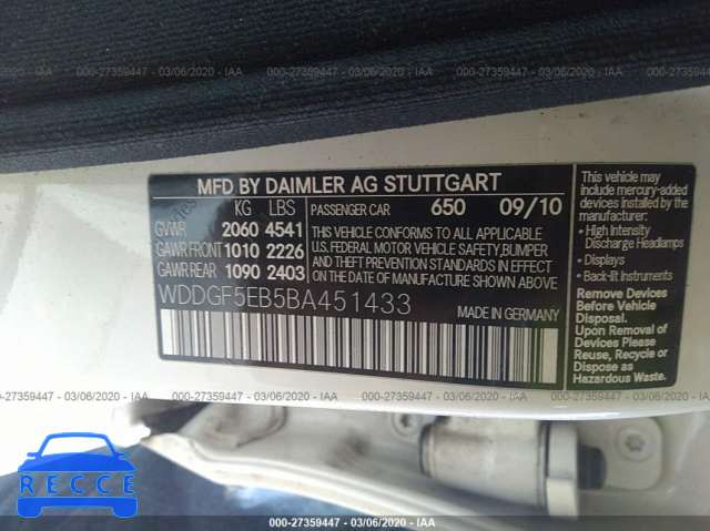 2011 MERCEDES-BENZ C-CLASS 300 WDDGF5EB5BA451433 image 8