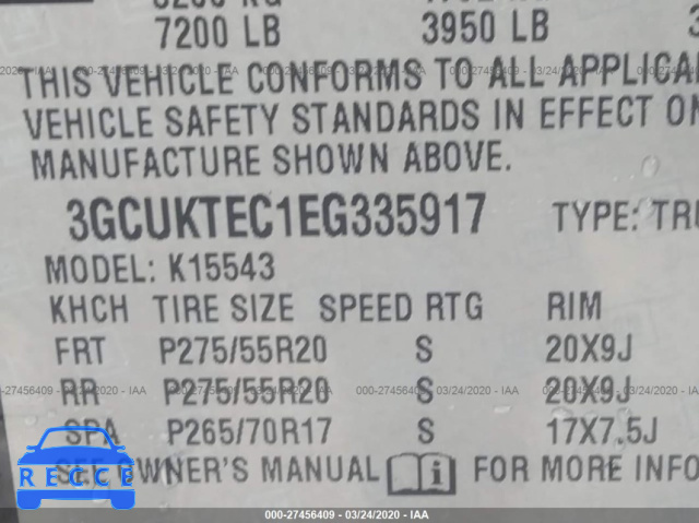 2014 CHEVROLET SILVERADO 1500 K1500 HIGH COUNTRY 3GCUKTEC1EG335917 image 8