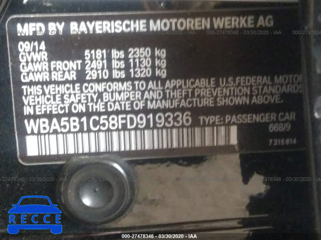 2015 BMW 535 I WBA5B1C58FD919336 image 8