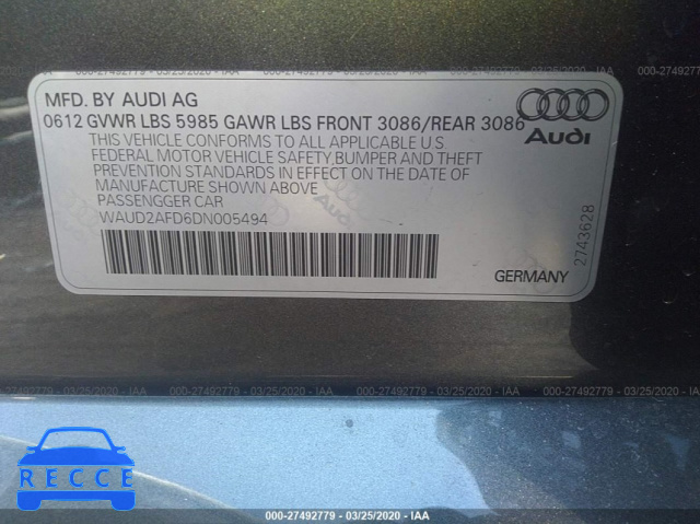 2013 AUDI S8 QUATTRO WAUD2AFD6DN005494 Bild 8