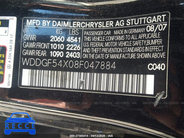 2008 MERCEDES-BENZ C-CLASS 3.0L WDDGF54X08F047884 image 8
