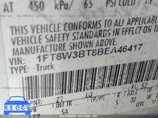 2011 FORD SUPER DUTY F-350 SRW XL/XLT/LARIAT/KING RANCH 1FT8W3BT8BEA46417 image 8
