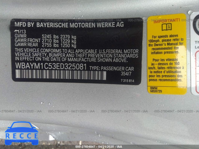 2014 BMW 6 SERIES XI WBAYM1C53ED325081 зображення 8