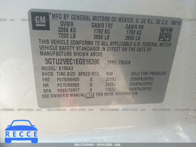 2014 GMC SIERRA 1500 K1500 SLT 3GTU2VEC1EG516396 image 8