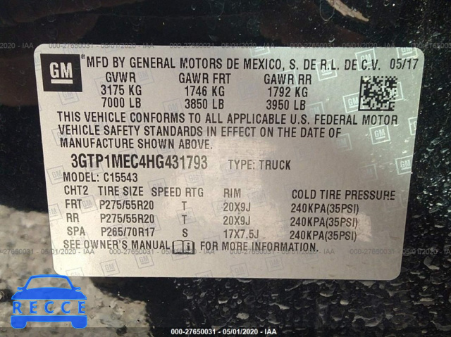 2017 GMC SIERRA 1500 C1500 SLE 3GTP1MEC4HG431793 image 8