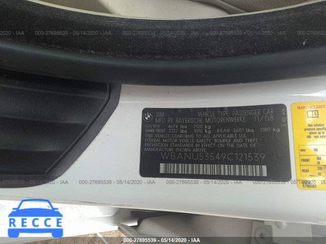 2009 BMW 5 SERIES I WBANU53549C121539 Bild 8