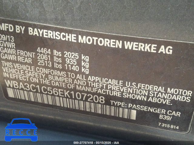 2014 BMW 3 SERIES 328I WBA3C1C56EK107208 зображення 8