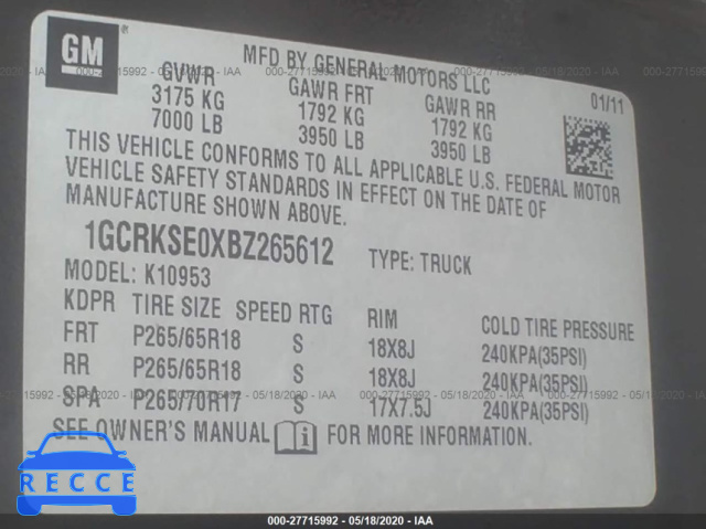2011 CHEVROLET SILVERADO 1500 LT 1GCRKSE0XBZ265612 зображення 8