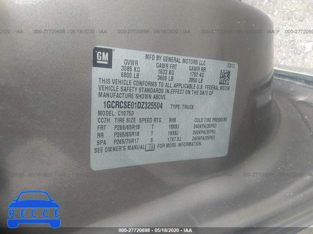 2013 CHEVROLET SILVERADO 1500 C1500 LT 1GCRCSE01DZ325504 image 8