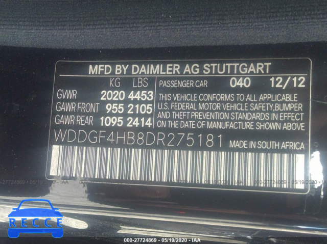 2013 MERCEDES-BENZ C-CLASS 250 WDDGF4HB8DR275181 image 8