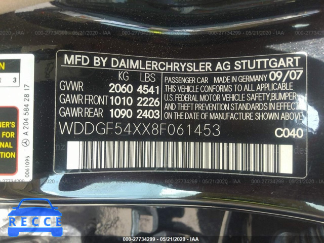 2008 MERCEDES-BENZ C-CLASS 300 WDDGF54XX8F061453 image 8
