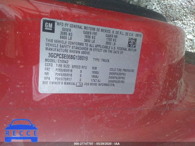 2011 CHEVROLET SILVERADO 1500 C1500 LT 3GCPCSE06BG138019 зображення 8