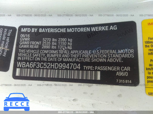 2017 BMW 640 XI WBA6F3C52HD994704 image 8