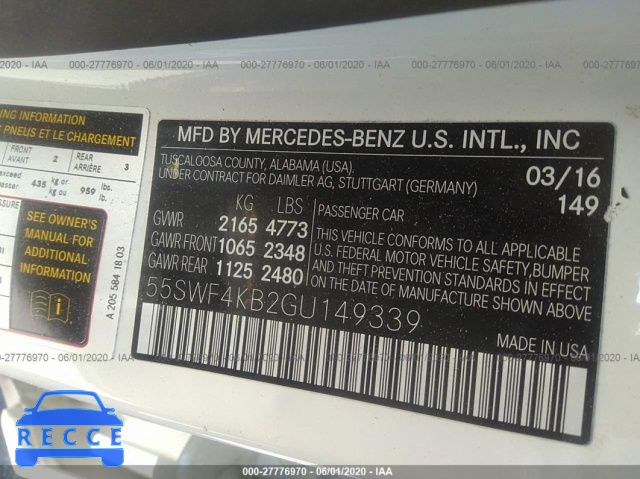 2016 MERCEDES-BENZ C-CLASS 300 4MATIC 55SWF4KB2GU149339 зображення 8