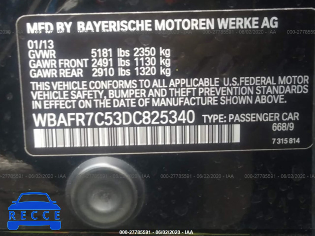 2013 BMW 5 SERIES I WBAFR7C53DC825340 Bild 8